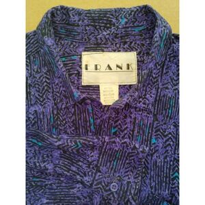 Vintage 80s FRANK Size Medium Funky Artsy Multicolor Geometric Print Button Up